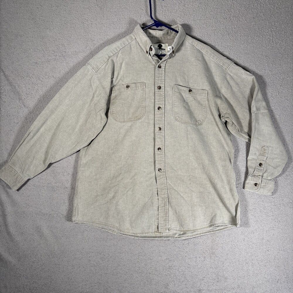 Vintage Bird Dog Khakis Shirt Mens Size XL Shacket Flannel Taupe Camping Outdoor